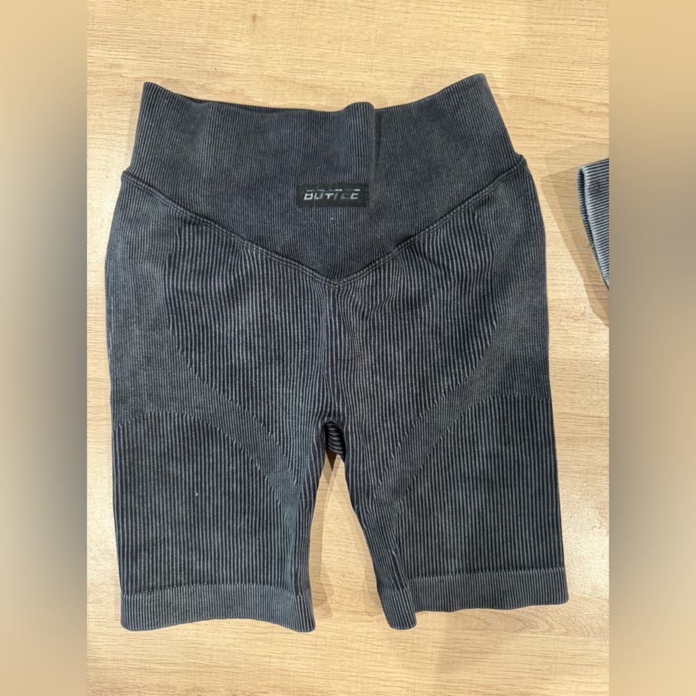 Butter Women's Charcoal Ribbed Athletic Shorts